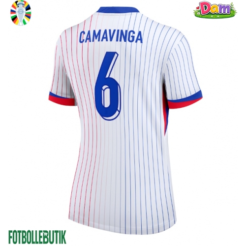 Frankrike Eduardo Camavinga #6 Bortatröja Kvinnor EM 2024 Kortärmad